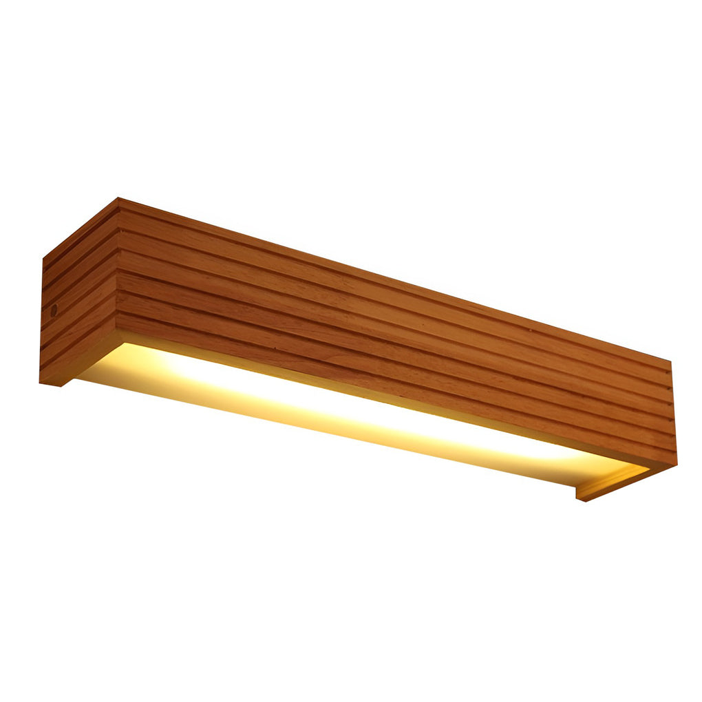 GlowWood – obdélníkové voděodolné LED osvětlení zrcadla v severském stylu na stěnu