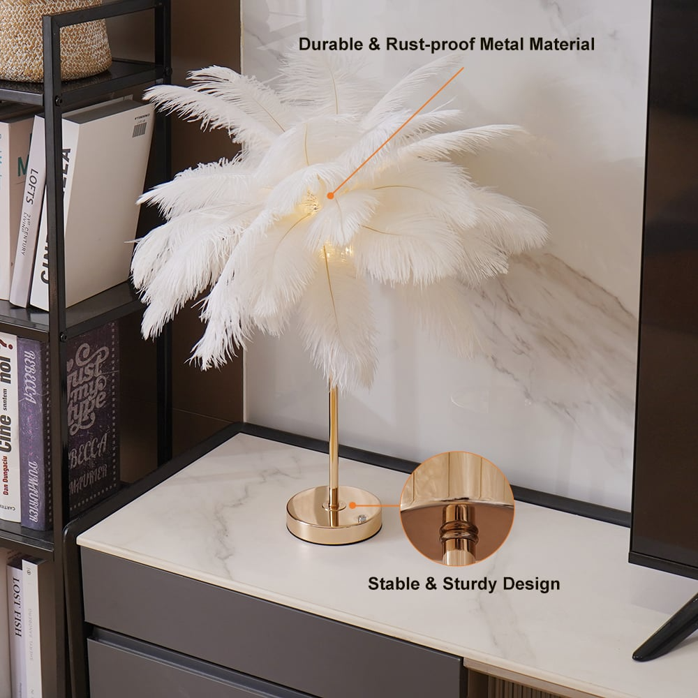 Aurelia Deco Fjäder Guld Bordslampa i Vintage Glam