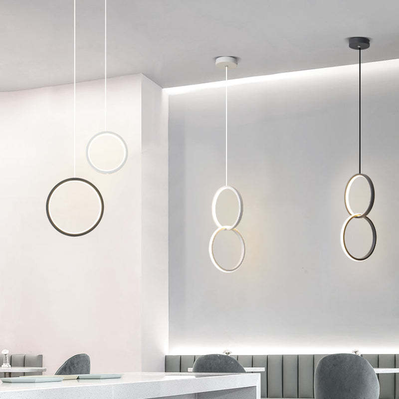 Nowoczesna lampa wisząca LED Doria — czarny/biały metal