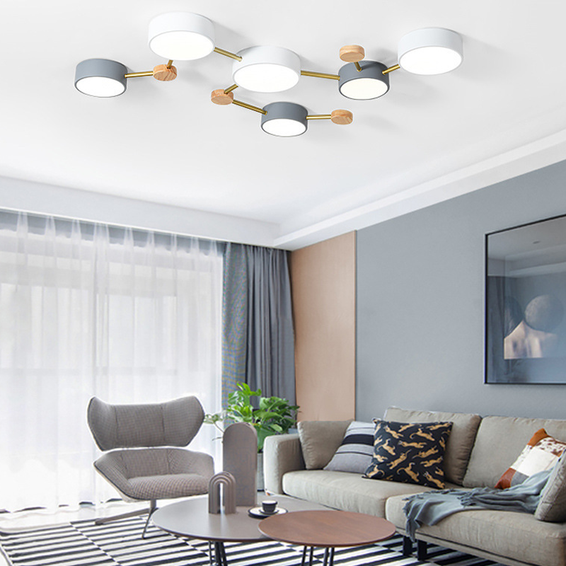 Arisha Modern LED Ceiling Light — Log Style White Grey