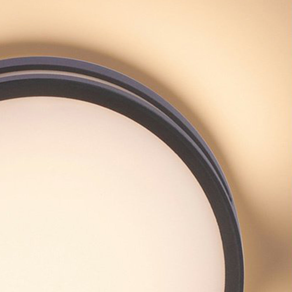 Ray モダンラウンドメタルウォールランプ — IP65防水、電球付き、暖色LED、ブラック