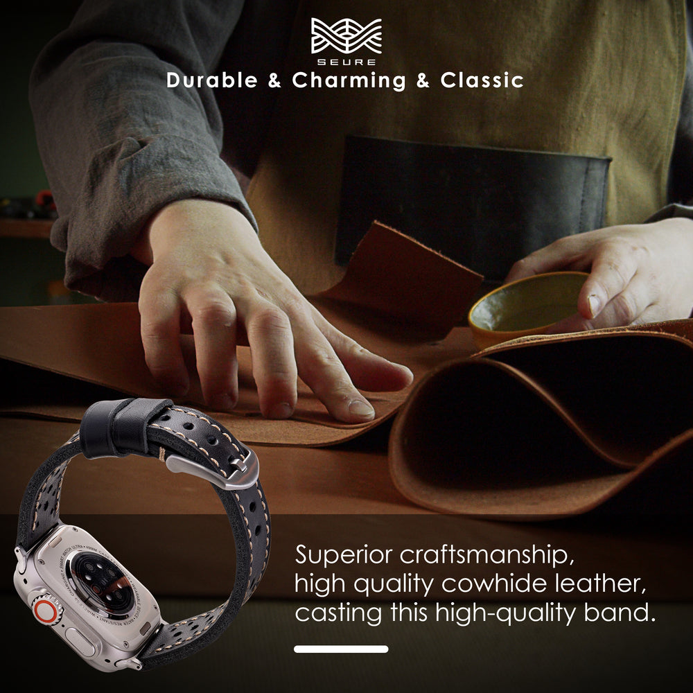 Pulseira de Couro Vintage Racing para Apple Watch