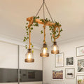 Suspension grillagée Epoch à 3/5 ampoules - luminaire vintage de style maison de campagne sur poutre en bois