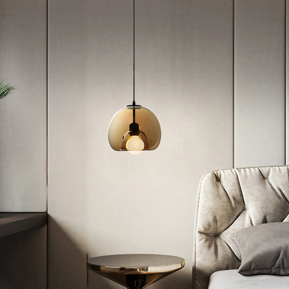 Glass Globe Pendant Light — Amber Smoky Grey, June Design