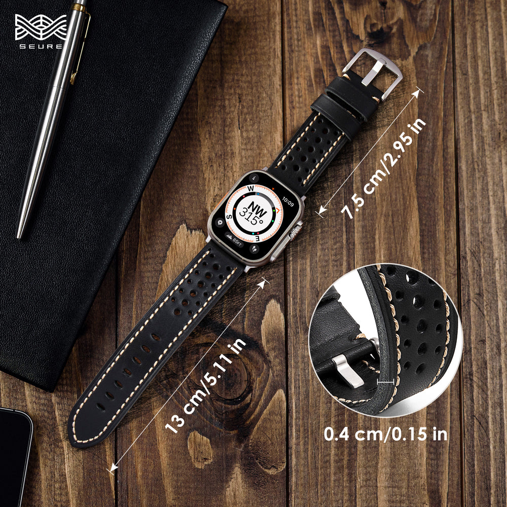 Pulseira de Couro Vintage Racing para Apple Watch