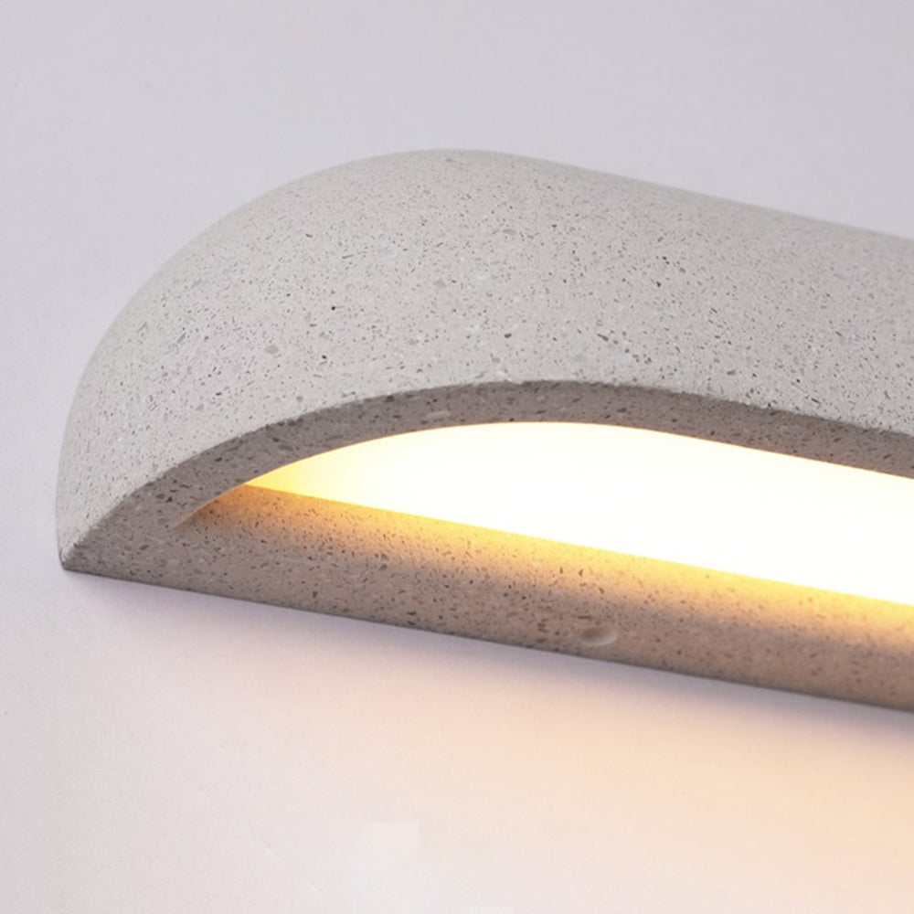 Ray Semi-Elliptical Metal And Stone Outdoor Wall Lamp — Modern Minimalist Style, Black/White