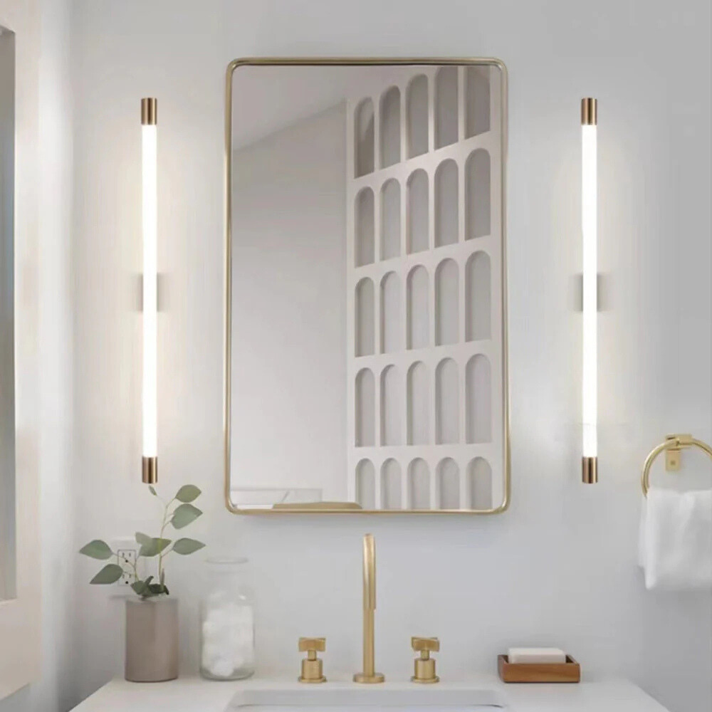 Arisha Modern Gold Vanity Wall Lamp — Mirror Front, Metal Frame