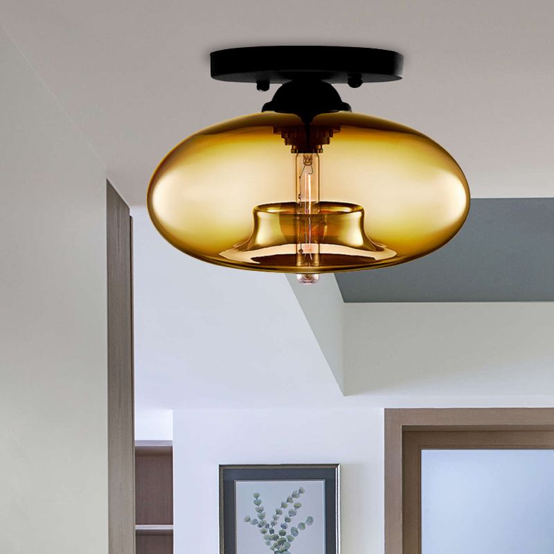 Valentina Industrial Art Deco Globe Flush Mount Ceiling Light Living Room - Neutralighting