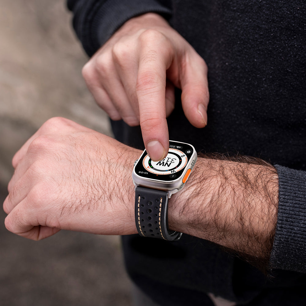 Pulseira de Couro Vintage Racing para Apple Watch