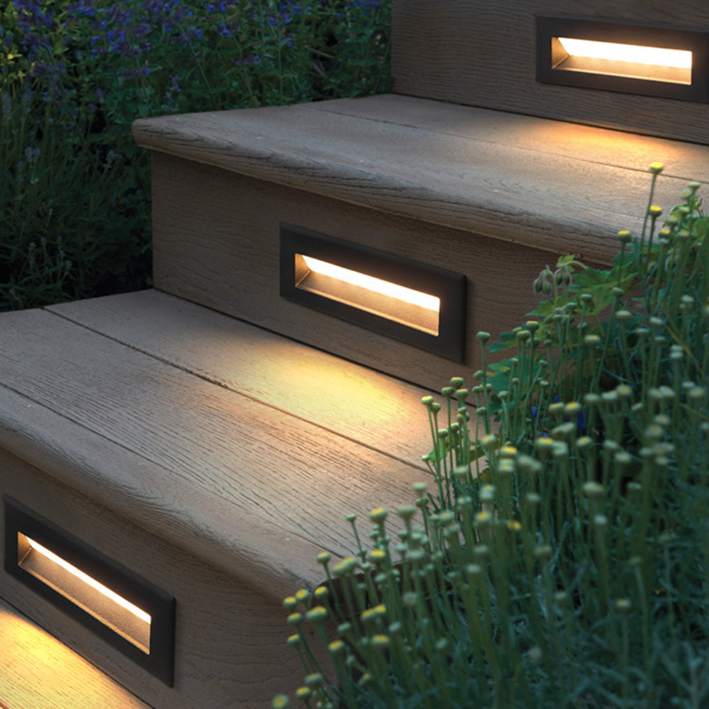 Ray Deck & Step Light, Modern Rectangular Metal, Black