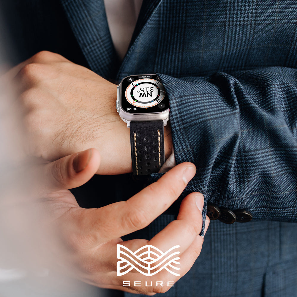 Pulseira de Couro Vintage Racing para Apple Watch