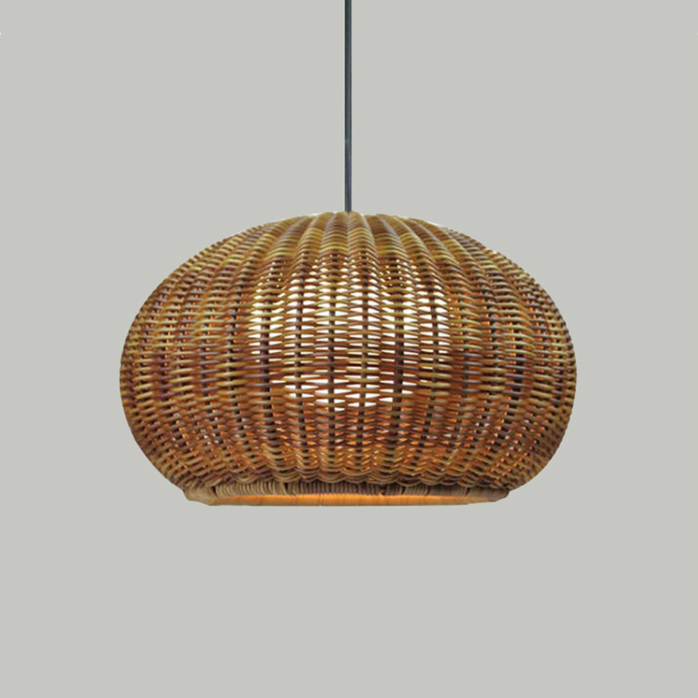 Ray moderne pendellampe i lanterne-stil — Metallramme, beige/kaffe