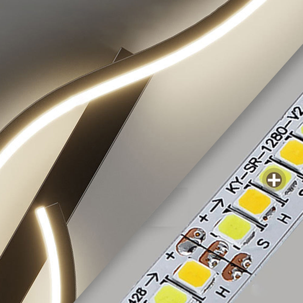 Lumor Modern Linear Wave Wall Lamp — Black & Gold, Dimmable