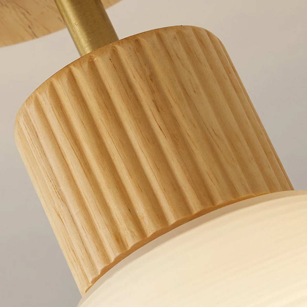 Arisha Minimalist Flush Mount Ceiling Light — Walnut Wood