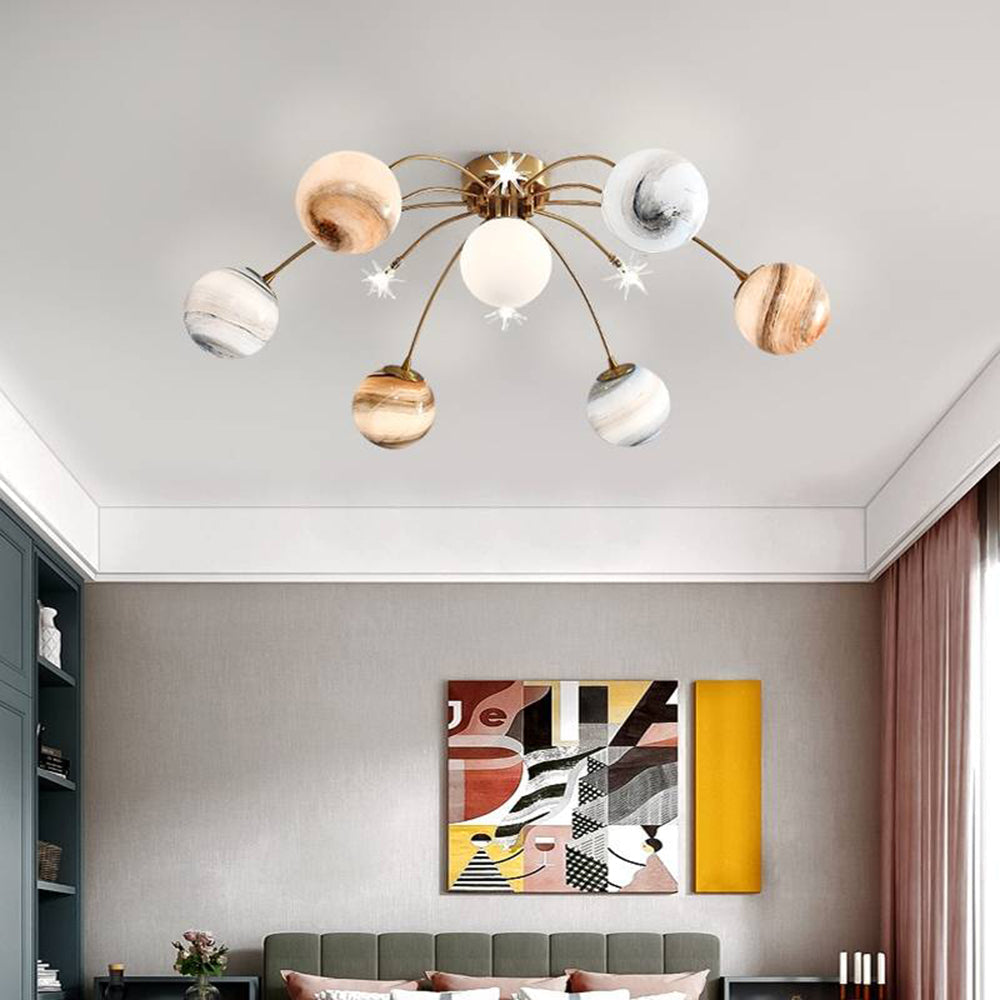 Aria Modern Planet Flush Mount Ceiling Light — Lightweight Rust-Resistant Design