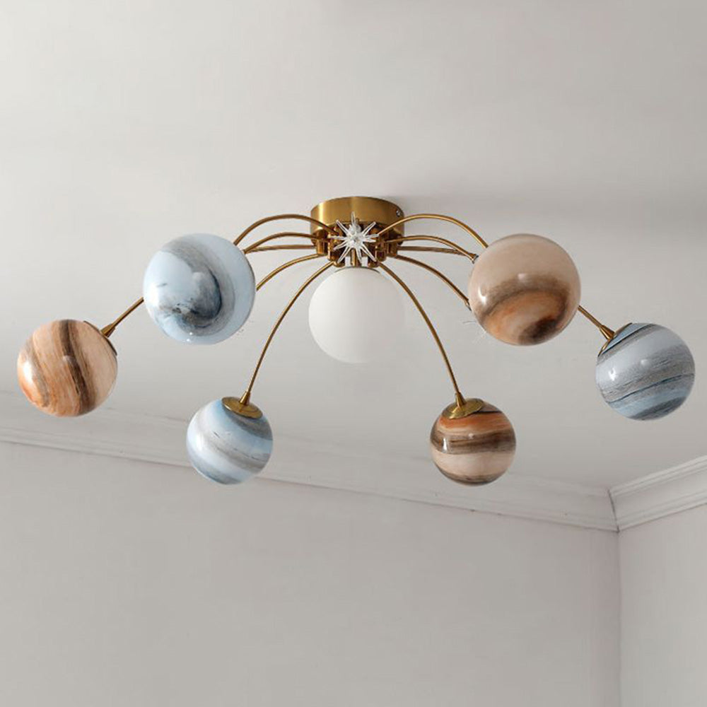 Aria Modern Planet Flush Mount Ceiling Light — Lightweight Rust-Resistant Design