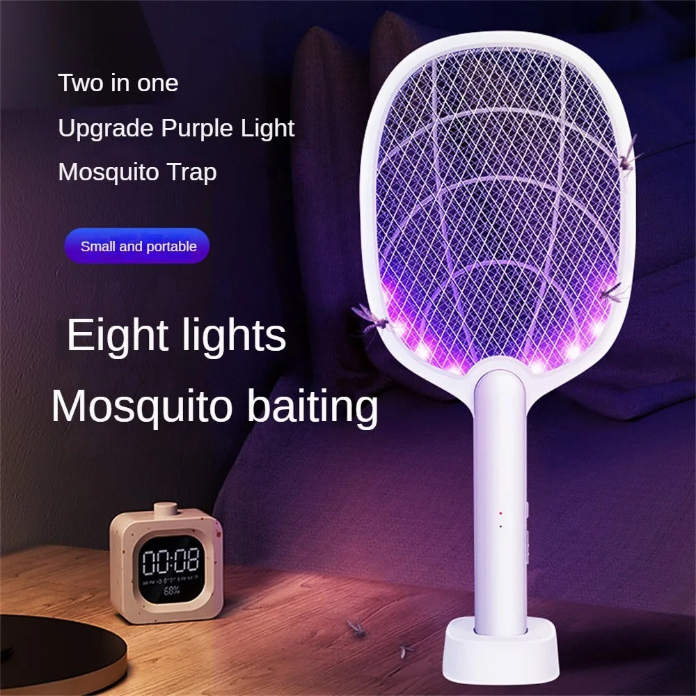 USB Rechargeable 2500V 2-In-1 Mosquito Swatter And Bug Zapper Insect Killer Racket