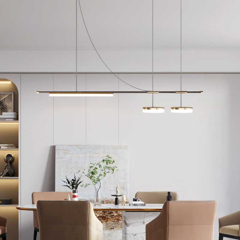 Aria Long Modern LED Ceiling Light — Black Metal Pendant Design