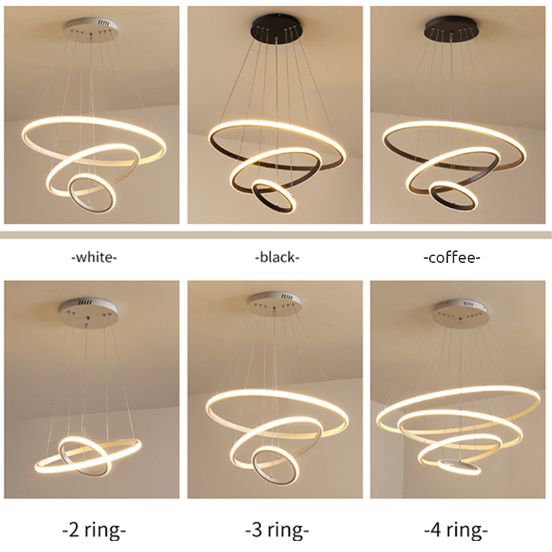 Zin Modern Ring Pendant Light — DImmable Ceiling Fixture, 2/3/4 Rings