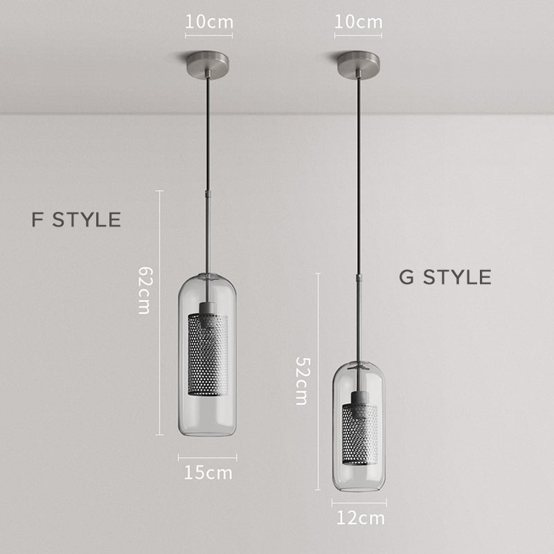 Hessa Contemporary Golden Pendant Light — Glass Globe and Cylindric Shape