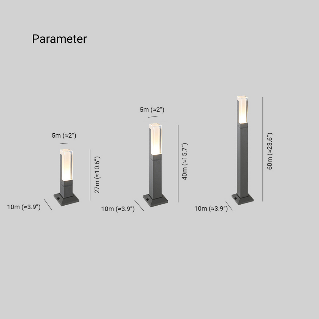 Ray moderne rektangulær solcellelampe til gangarealer – sort udendørs søjledesign