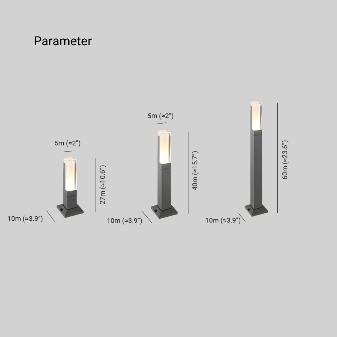 Ray moderne rektangulær solcellelampe til gangarealer – sort udendørs søjledesign