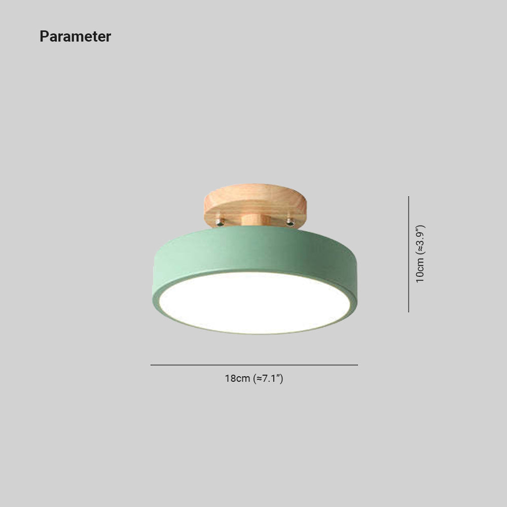 Orya Round LED Flush Mount Ceiling Light — Tri-Color Switch, Modern Wood Design