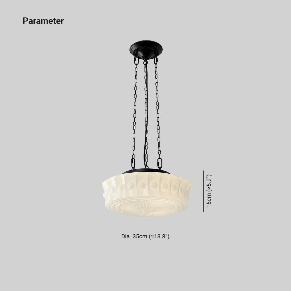 Valentina French Country Dome Pendant Light — Vintage White/Beige Finish