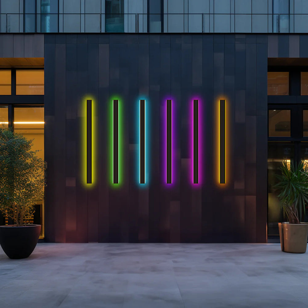 Moderní designové nástěnné LED lampy z černého kovu na zahradu a do chodby
