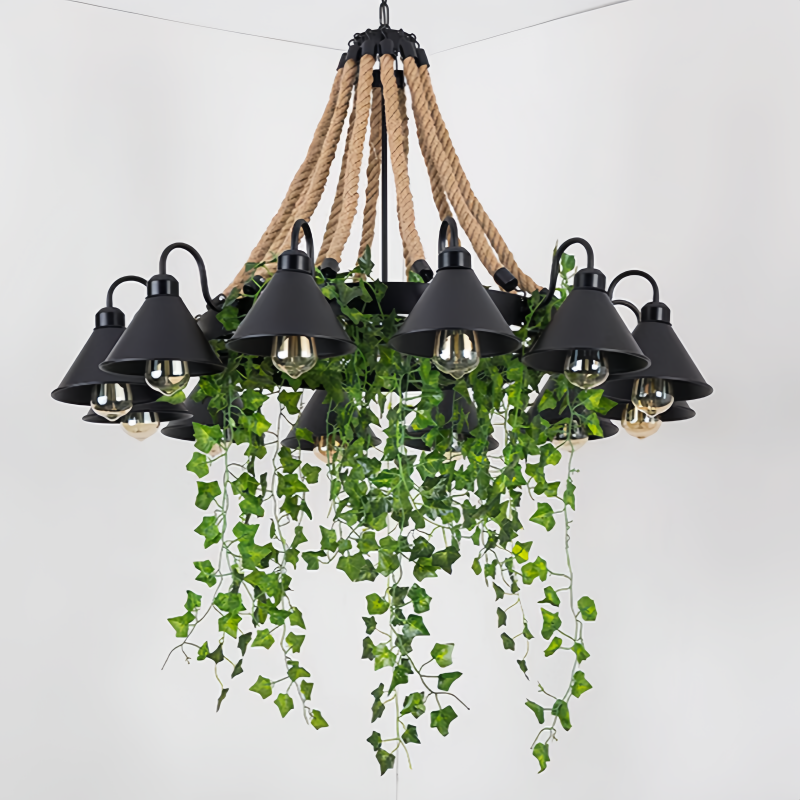 Arisha Retro LED Chandelier — Black Metal Industrial Ceiling Light
