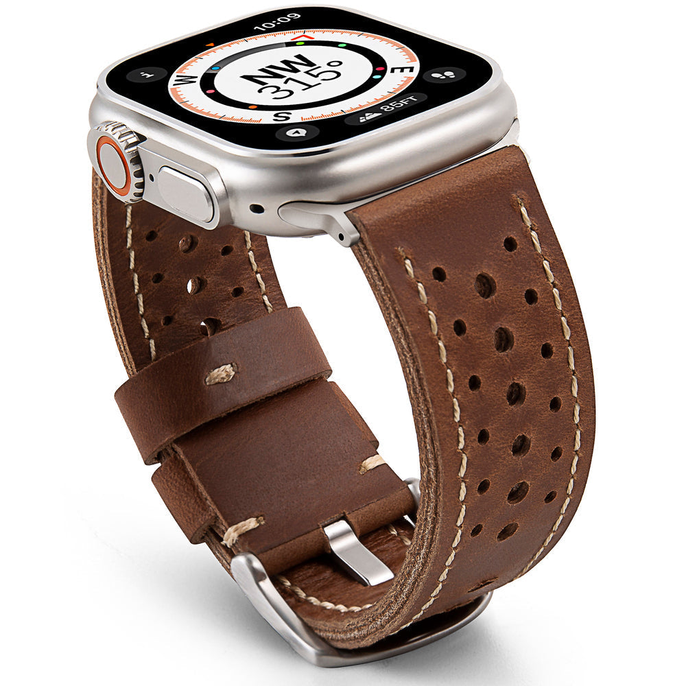 Pulseira de Couro Vintage Racing para Apple Watch