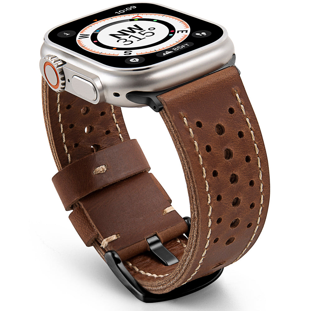 Pulseira de Couro Vintage Racing para Apple Watch