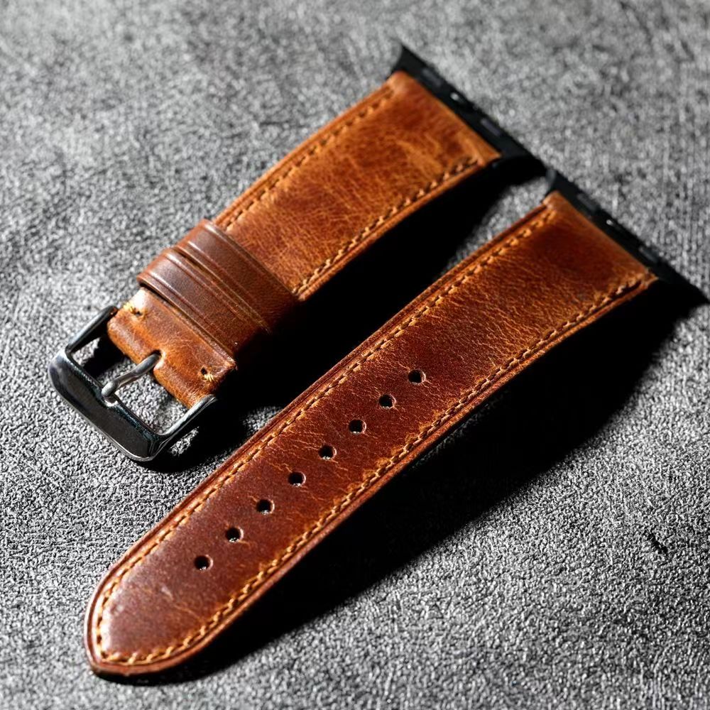 Curea din piele maro nuc pentru Apple Watch