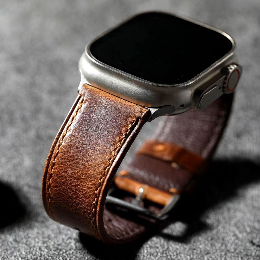 Curea din piele maro nuc pentru Apple Watch