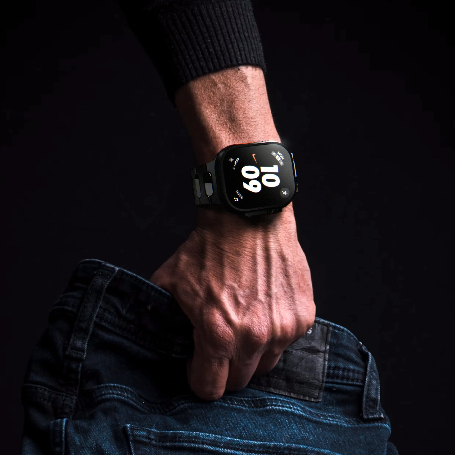Titanirannekoru + perhoslukko Apple Watch Ultra 1/2:lle