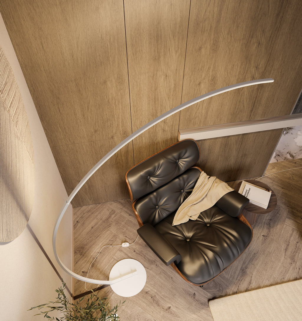 LumenArc LED-gulvlampe med fotbryter matt svart