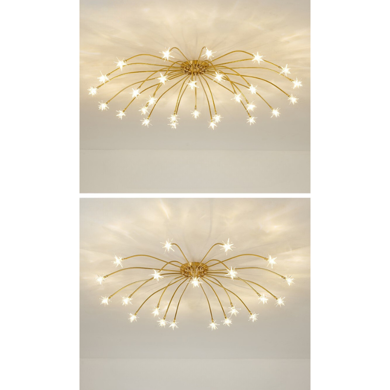 Arisha art déco-taklampa med stjärnmönster — täckning på 10-15㎡, varm belysning