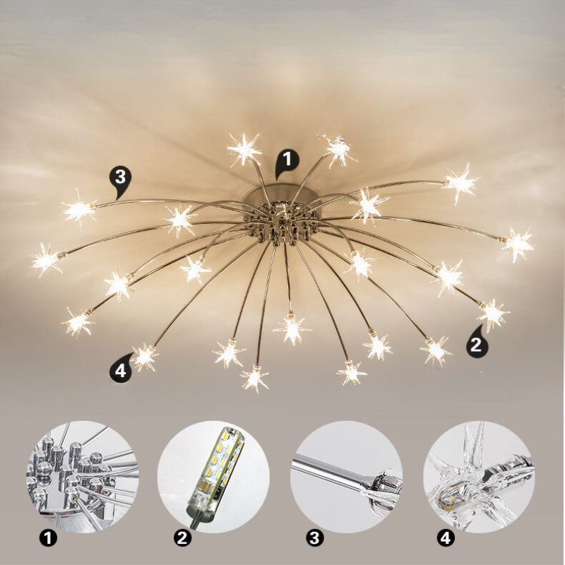 Arisha art déco-taklampa med stjärnmönster — täckning på 10-15㎡, varm belysning