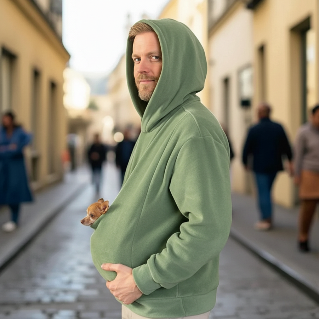 Bärbar djurbärare-hoodie för mysiga kramar
