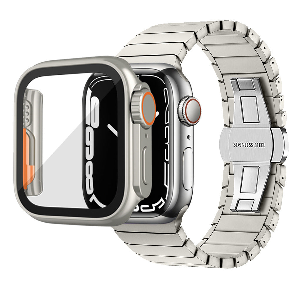 Coque ultra-fine et étanche pour Apple Watch avec film en verre trempé