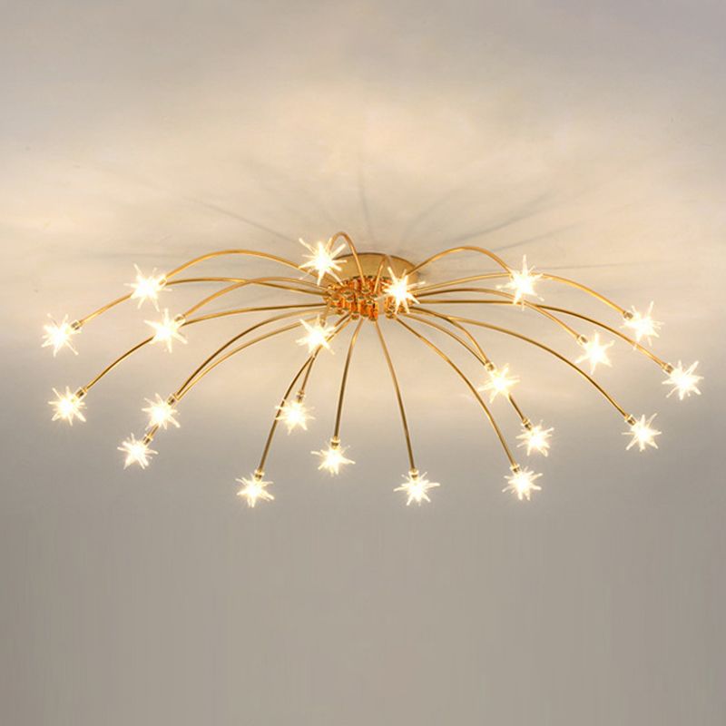Arisha art déco-taklampa med stjärnmönster — täckning på 10-15㎡, varm belysning