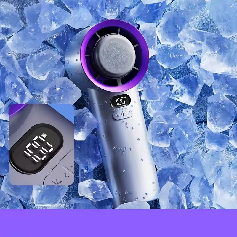 Bærbar håndholdt vifte - 3 hastigheter - USB oppladbar - 2400mAh og 3600mAh - Lilla og hvit