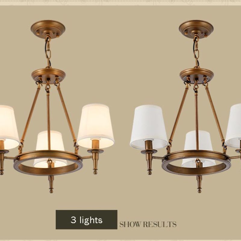 Silva Vintage Ring Chandelier — Metal and Fabric Accents, Black and Copper