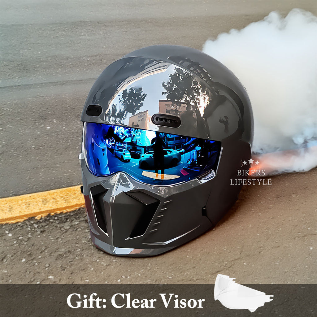 AstraGlide 复古风格摩托车头盔配新镜片