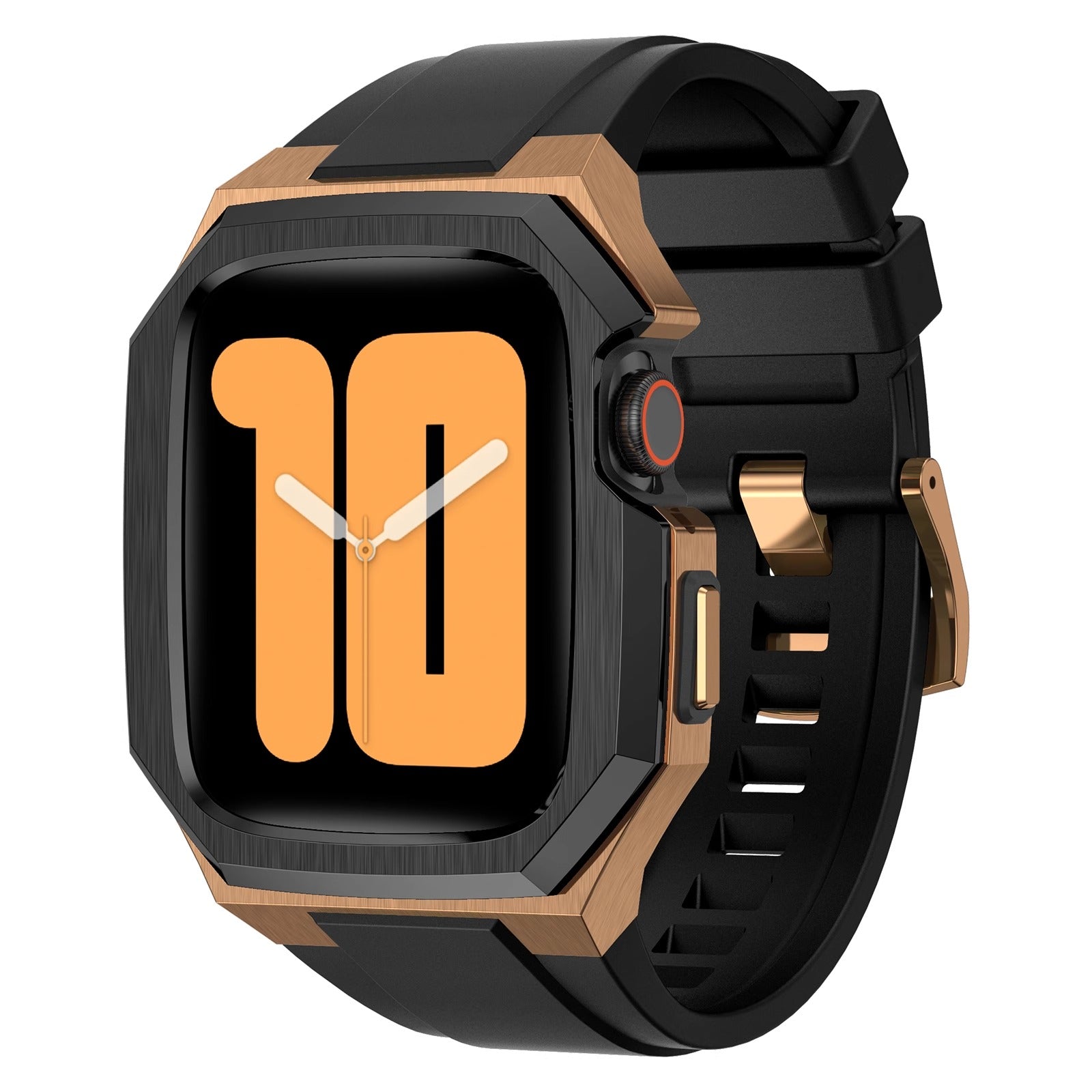 Rustfrit stål urkasse med gummirem til Apple Watch