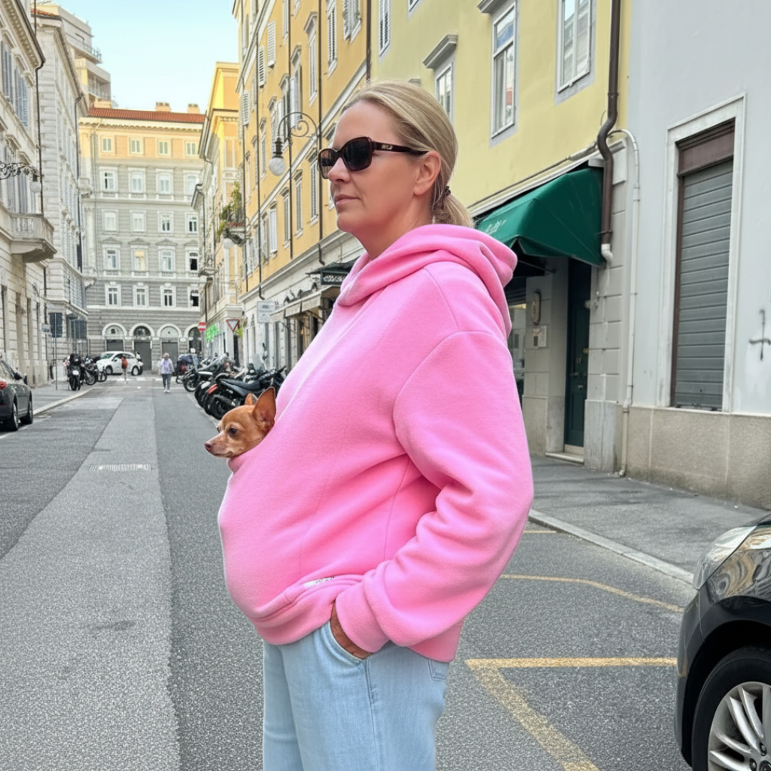 Bärbar djurbärare-hoodie för mysiga kramar