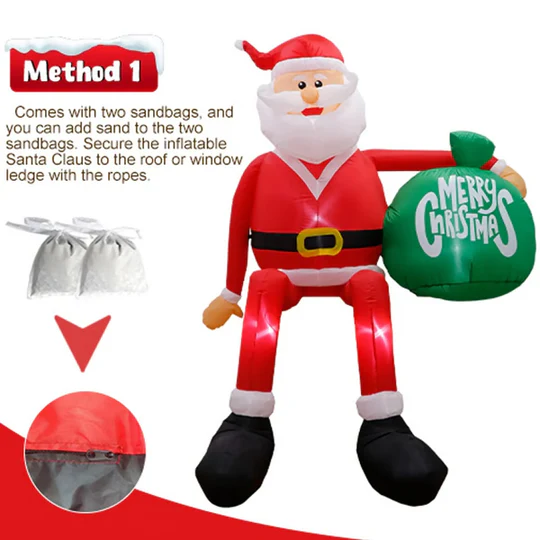 Giant 8 Foot LED Uppblåsbar Klättrande Tomte Premium Vattentät Utomhus Juldekoration