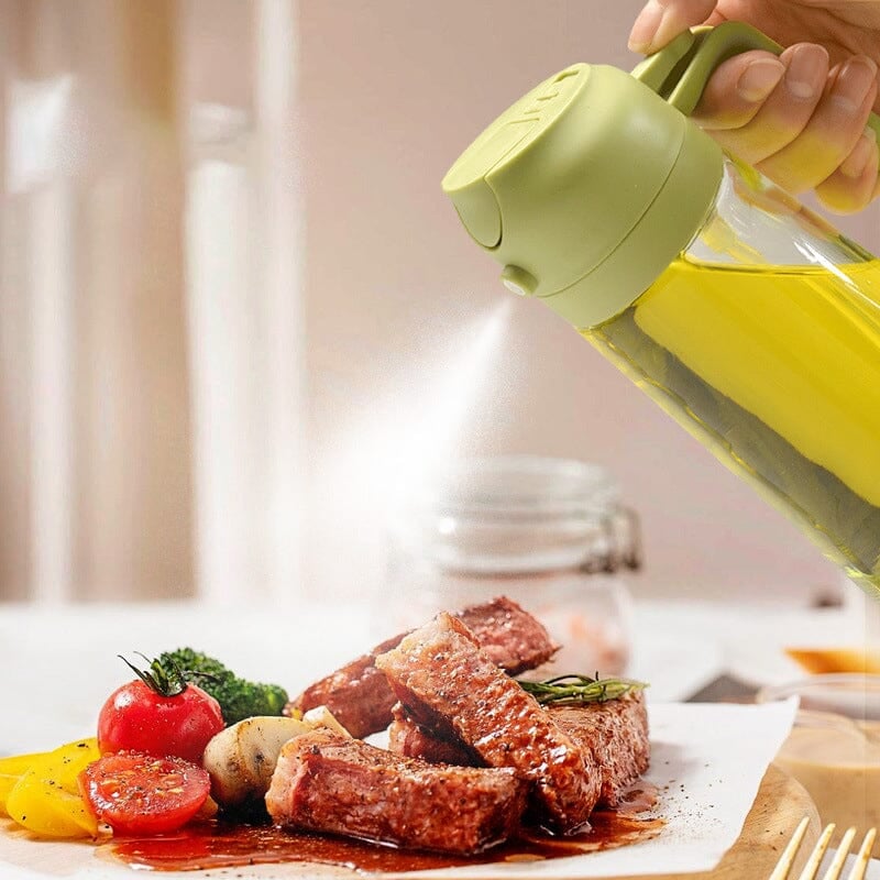 AeroChef Penyembur dan Pengedar Minyak Kaca 2-Dalam-1 Alat Tuang Dapur