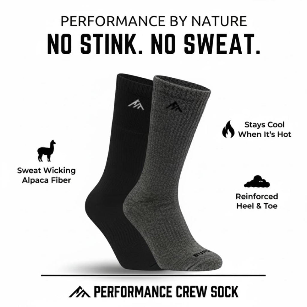 Alpaca Blend Crew Socks – Cushioned Sole, Reinforced Heel & Toe, All-Season