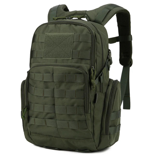 25L Tactical Backpack - 600D Water-Resistant - MOLLE & Hydration Compartment - Green, Black & Khaki